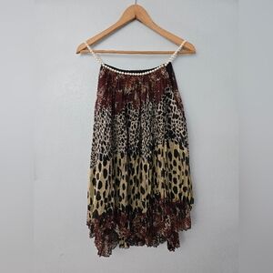Colors Of India Faux Pearl Leopard Cheetah Print Flowy Tank Top Blouse Layered